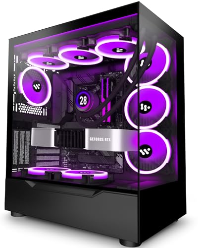 KEDIERS PC Gehäuse - Vorinstallierte 4 PWM ARGB lüfter, E-ATX Tower Gehäuse