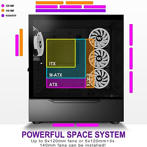 KEDIERS PC Gehäuse - Vorinstallierte 4 PWM ARGB lüfter, E-ATX Tower Gehäuse