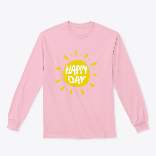 Sun With Hand Drawn Letters Happy Day Vector Summer Print For Clothes