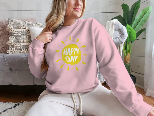 Sun With Hand Drawn Letters Happy Day Vector Summer Print For Clothes