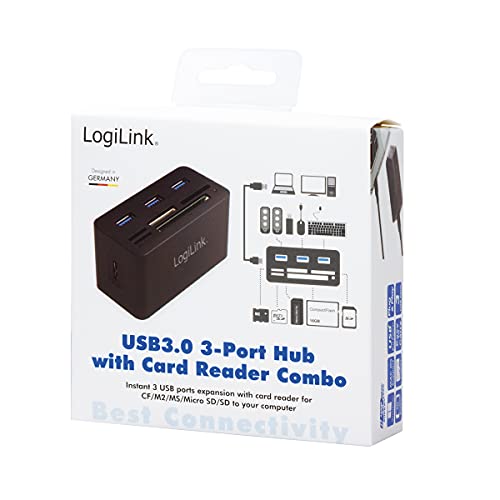 Compatible Hub USB 3.0 avec lecteur de Carte All-in-One, Noir