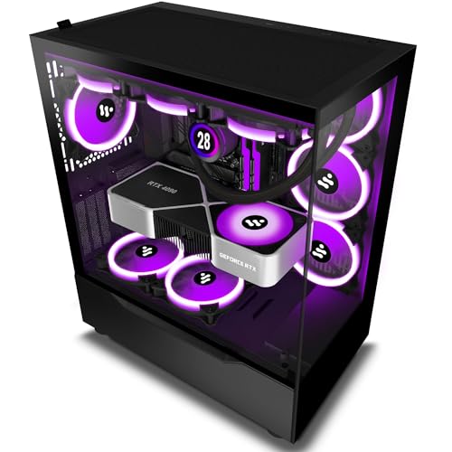 KEDIERS PC Gehäuse - Vorinstallierte 4 PWM ARGB lüfter， E-ATX Tower Gehäuse