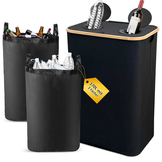 100L Recycle Bins for Kitchen Recycling Bin with Lid & 2 Removable Reusable Inner Bag, Trash and Recycle Bin for Bottle Can