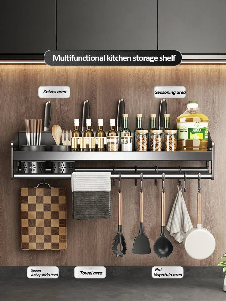 Multifunctional Storage Rack Cutting Board Holder Wall Spice Rack Utensils  for Kitchen Seasoning Rack Spoon Holder Organize