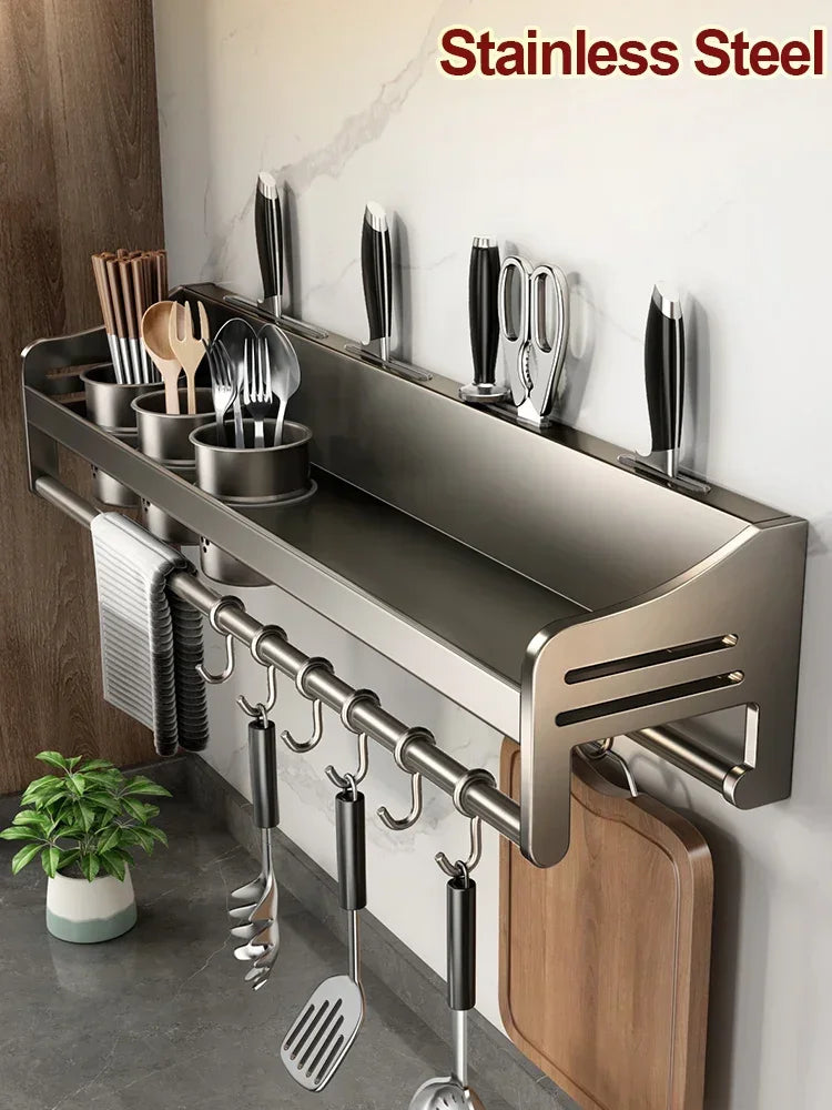 Multifunctional Storage Rack Cutting Board Holder Wall Spice Rack Utensils  for Kitchen Seasoning Rack Spoon Holder Organize